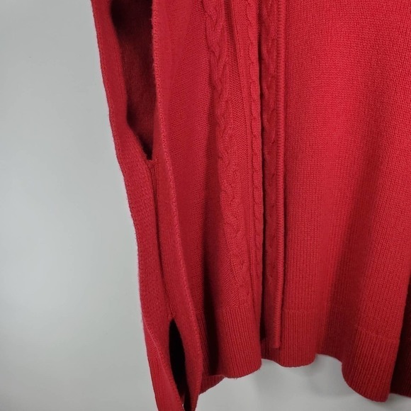 Brooks Brothers Cable Knit Open Front Poncho Cardigan Red One Size - Picture 3 of 8